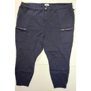 NWT Denim Six Women's Plus Size 28W Navy Utility Pants Zipped Pocket and Sides